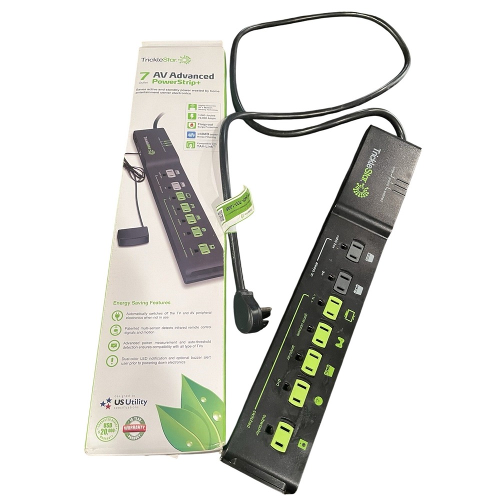 TrickleStar 7 Outlet Power Strip Fireproof Surge Protection IR Motion Sensing